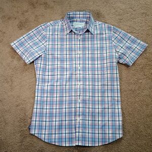 Mizzen+Main Leeward Trim Fit Shirt Mens Small Performance No Tuck Short Sleeve